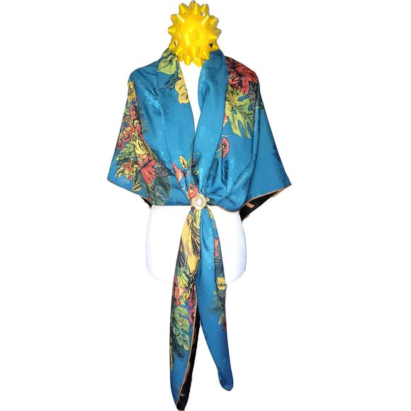 NWT Double Sided Silk Scarf 52"x52" Large Square Shawl Wrap XiangYunShal 2286 - Picture 10 of 15